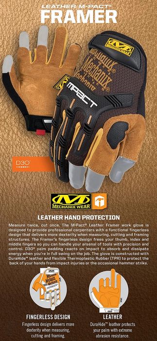 Rękawice Mechanix DuraHide® M-Pact® Framer TAN (M)