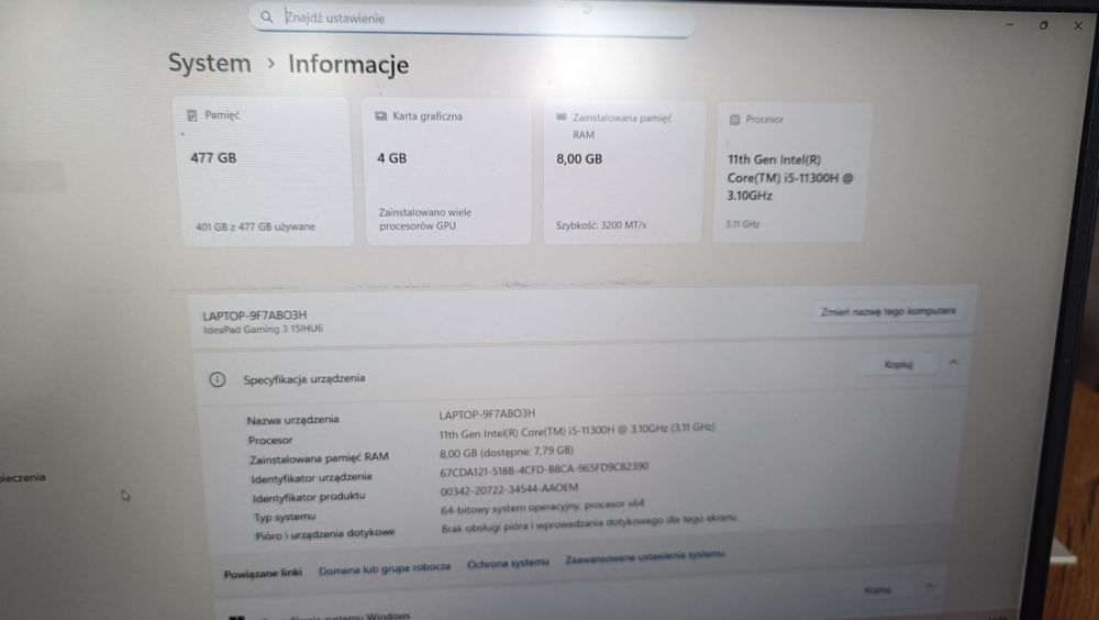 Laptop Ideapad gaming 3