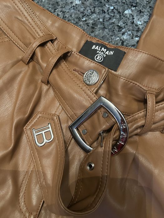 Spodnie skora ekologiczna Balmain z paskiem r.27