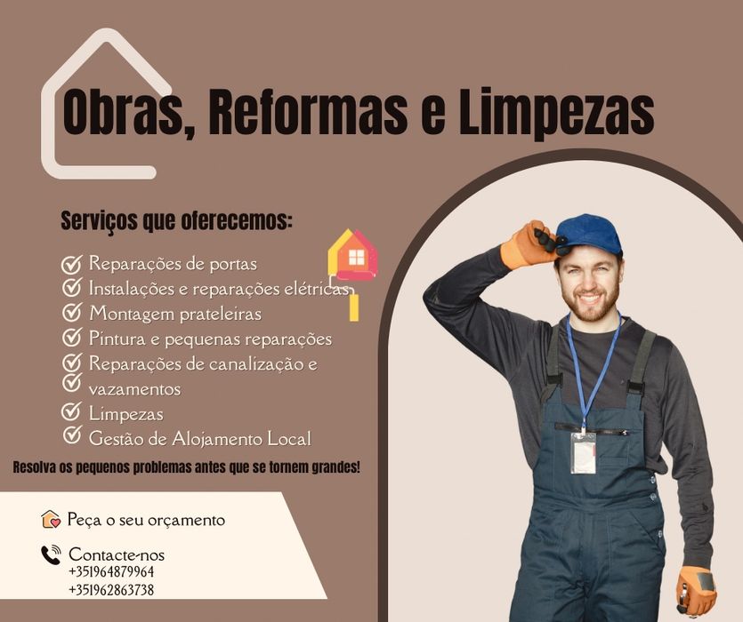 Serviços de Limpeza ,  eletrecidade, gestao alojamento local, etc