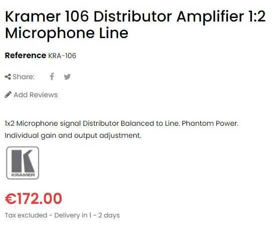 Kramer 106 splitter amplificador de microfone