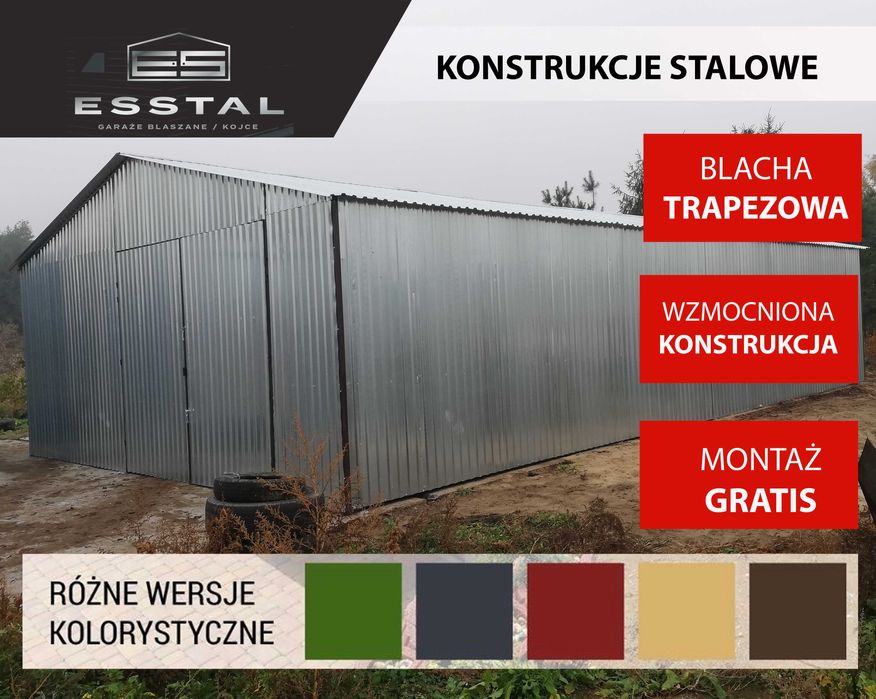 Garaż Blaszany - OCYNKOWANY - Garaże Blaszane - Wiaty - Hale - ESSTAL*