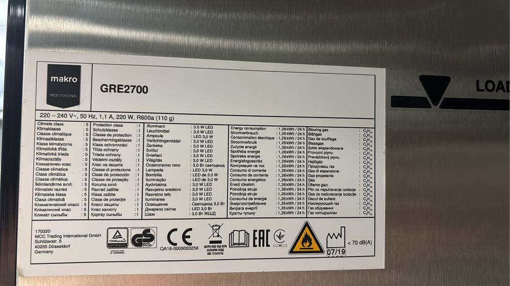 Frigorífico Industrial Makro Professional GRE2700 INOX – Excelente Estado