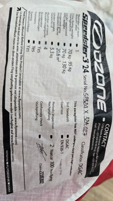 Paralotnia Ozone Speedster 3 24m