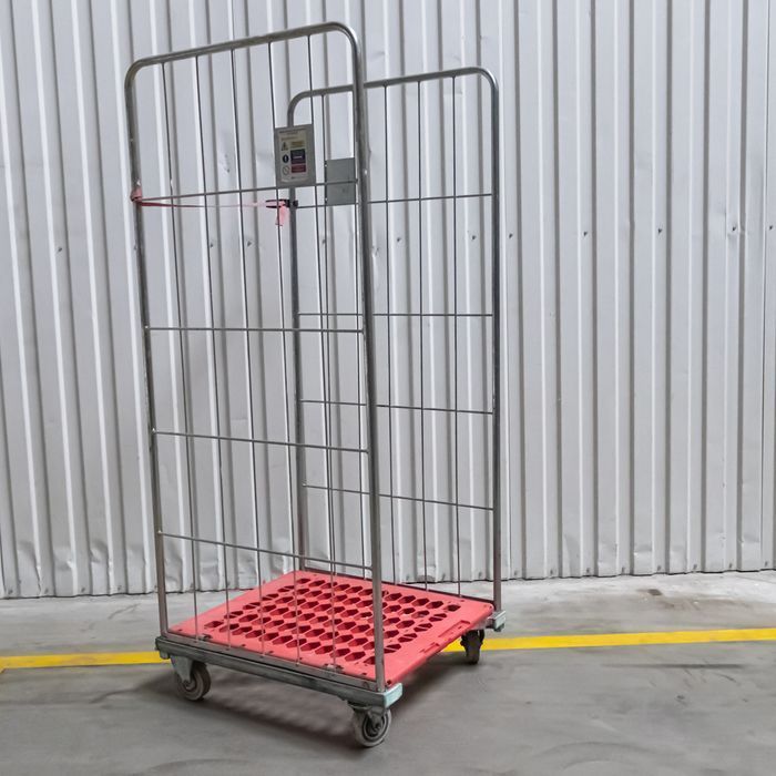 Rollkontener (rollcage, rollbox) wózek siatkowy transportowy czerwony