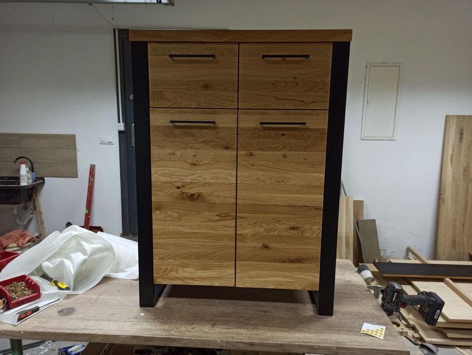 Komoda loft, lity dąb, szafka, Rtv
