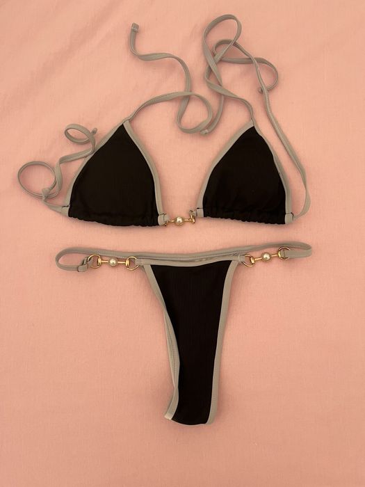 Bikini tanga preto e branco tam S brasileiro usado apenas 1x