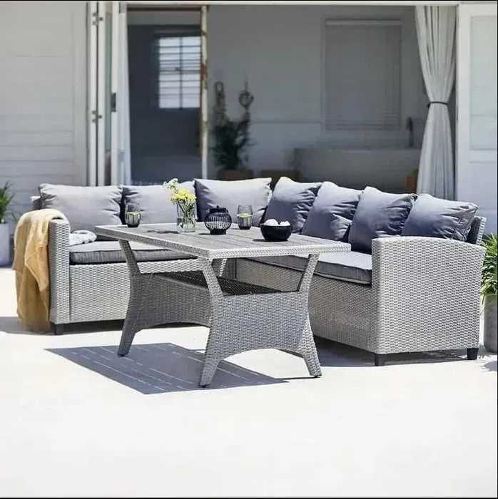 Zestaw Mebli Ogrodowych Komplet Na Taras Narożnik Technorattan + Stół