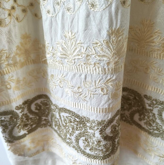 Długa tunika indyjska S 36 biała bawełna boho hippie etno kameez haft