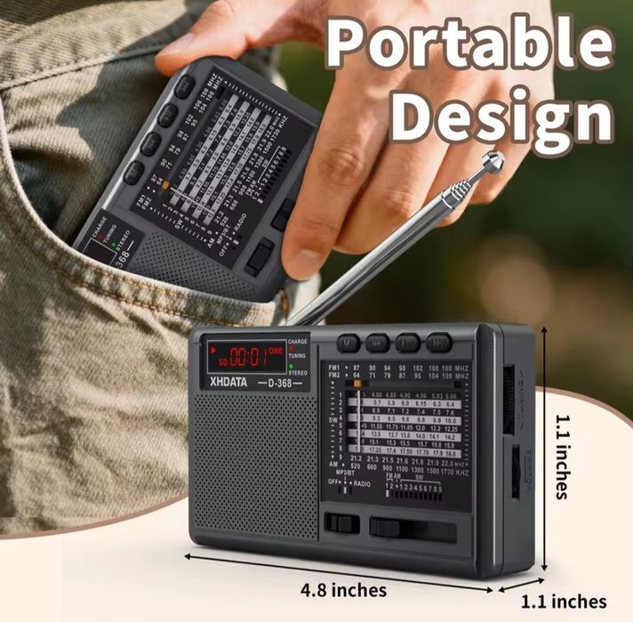 Радіоприймач Xhdata D368 FM/AM/SW MP3, Bluetooth, УКВ  64-108 МГЦ