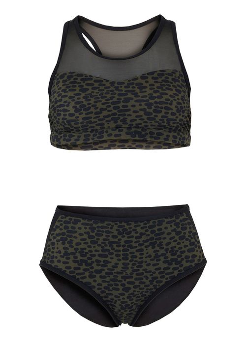 B.P.C bikini bustier z siateczką we wzory z figami z wysokim stanem 44