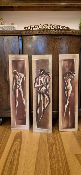 Tryptyk obrazów na desce