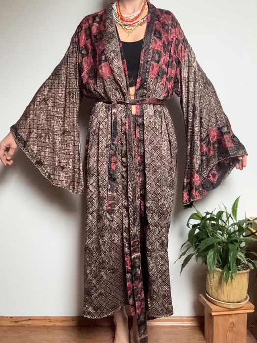 Kimono vintage Indie upcykling boho długie