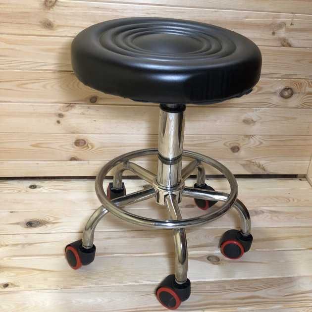 Стул мастера без спинки на колесиках (черный)