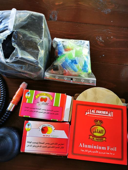 Fajka wodna Shisha + akcesoria + aromaty + cybuche – duży zestaw