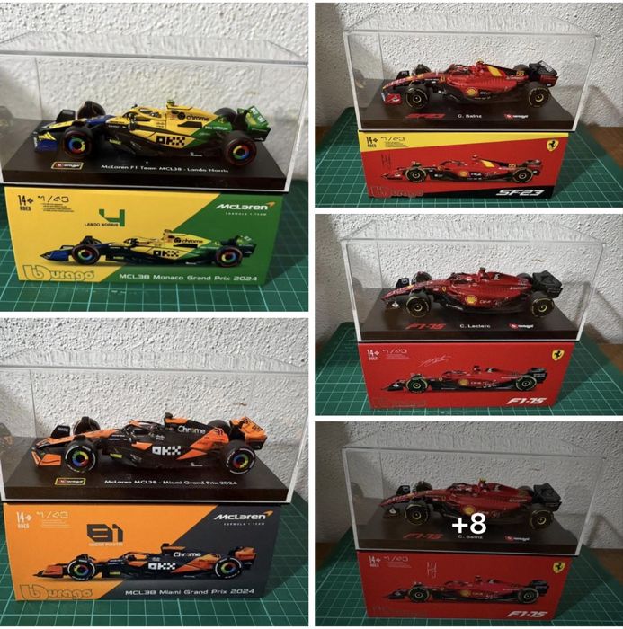 1/43 Miniaturas F1 - versões com piloto e expositor acrilico