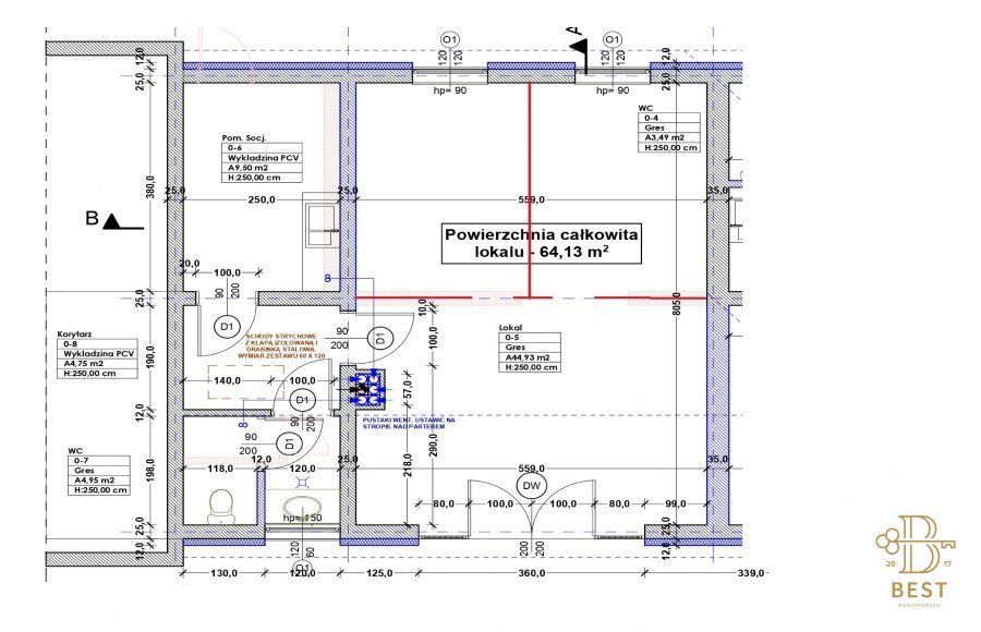 Lokal użytkowy parter 64 m2