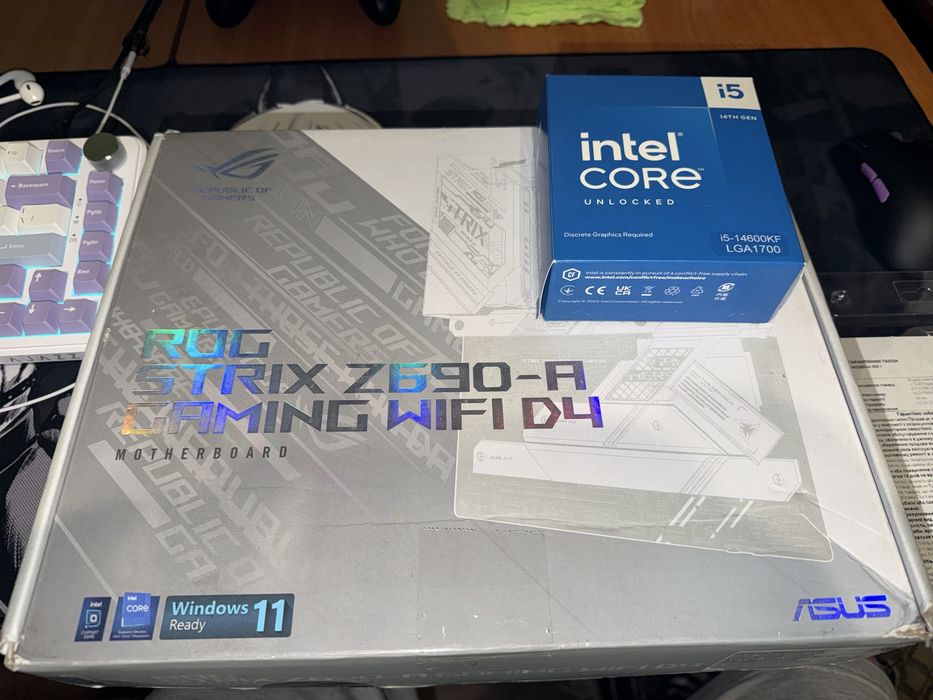 Комплект i5 14600kf, asus rog strix z690-a gaming wifi d4, 32 gb ddr4