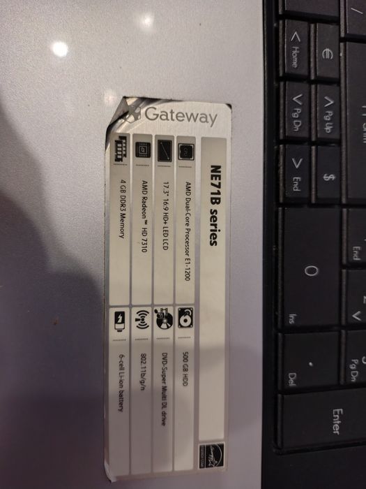 Uszkodzony laptop Gateway