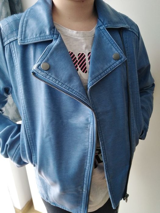 Kurtka 146 ramoneska eko skóra niebieska