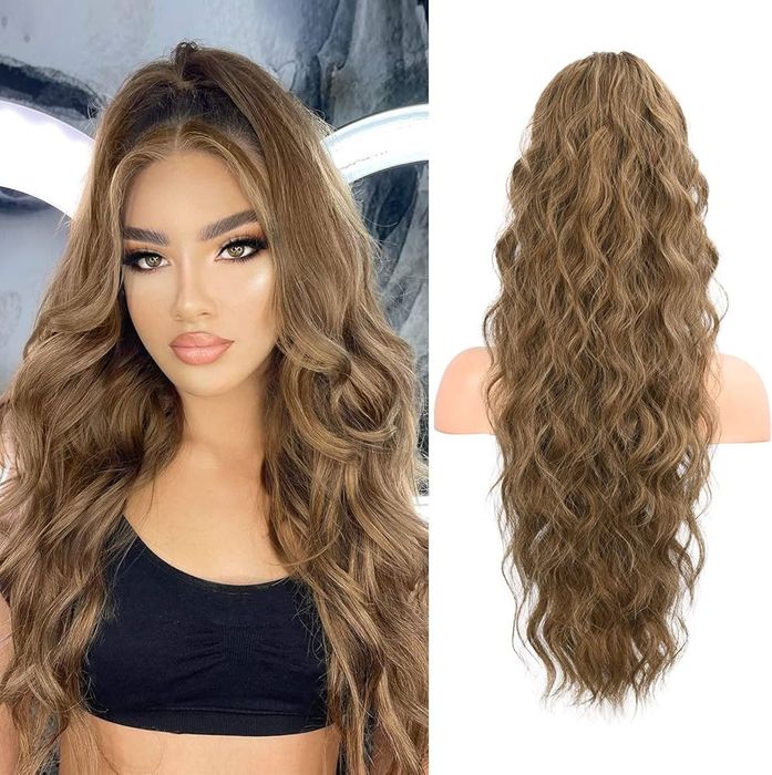 Flufymooz przedłużenie kucyka 66cm syntetyczne ciemny popielaty blond