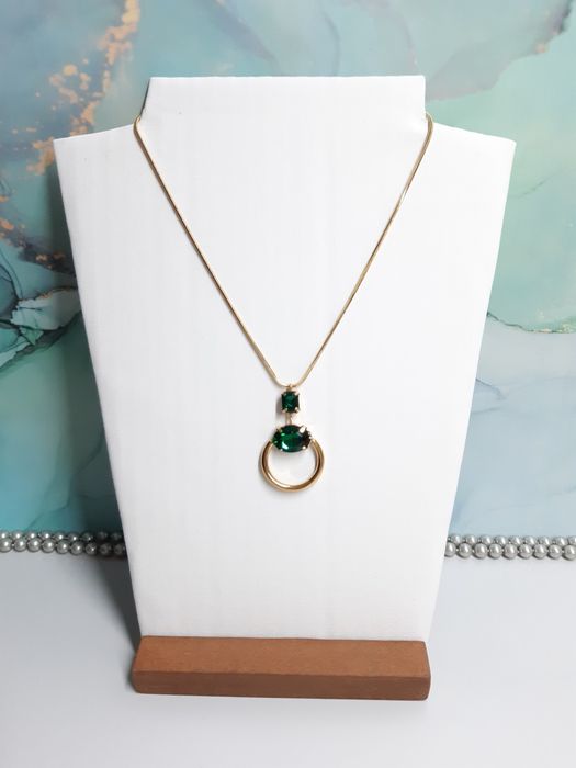 Conjunto colar e brincos com zircónias verde esmeralda