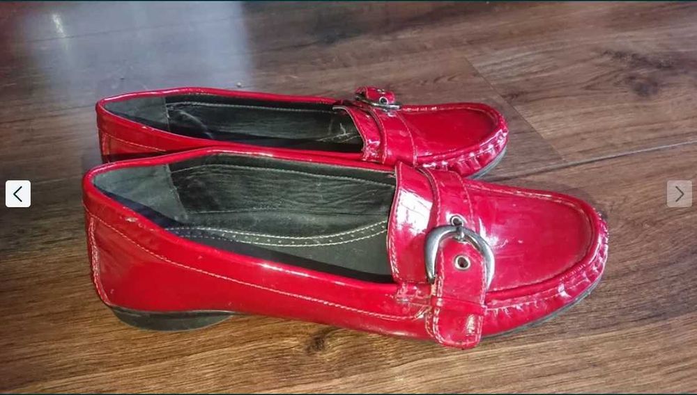 Buty r.39 czerwone jesienne wiosenne mokasyny damskie