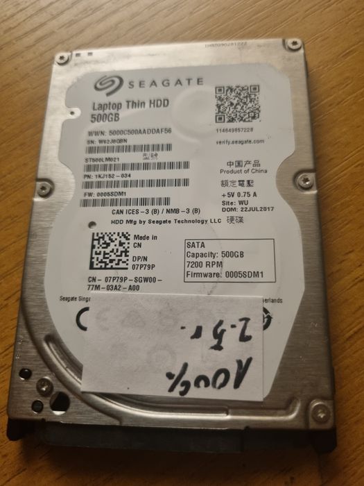 500 GB Seagate Thin HDD 2.5 Sata 3