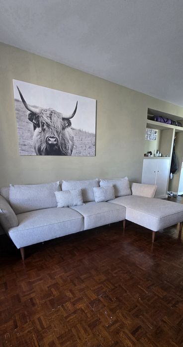 Sofa Bege com Chaise Longue