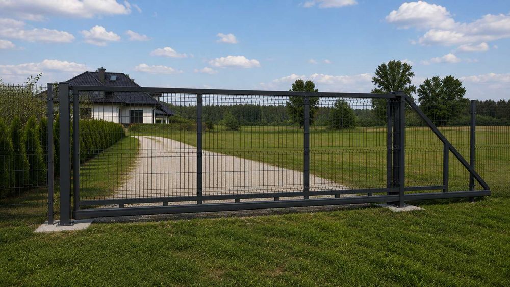 Brama Przesuwna Wypełnienie Palisadowe Poziome i Pionowe Wypełnienie Panelowe 3D