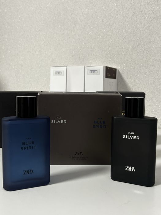 оригінальні чоловічі парфуми ZARA Man Blue Spirit та ZARA Man Silver.
