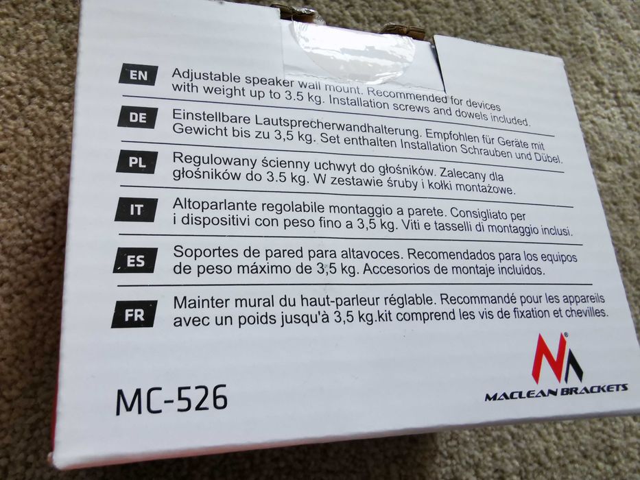 uchwyt ścienny do głośników 3,5kg Maclean MC-526