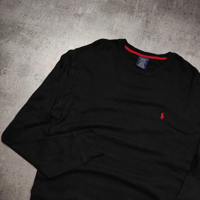 MĘSKA Bluza PREMIUM Sweter Haft Pętelka Czarna Bawełna Ralph Lauren