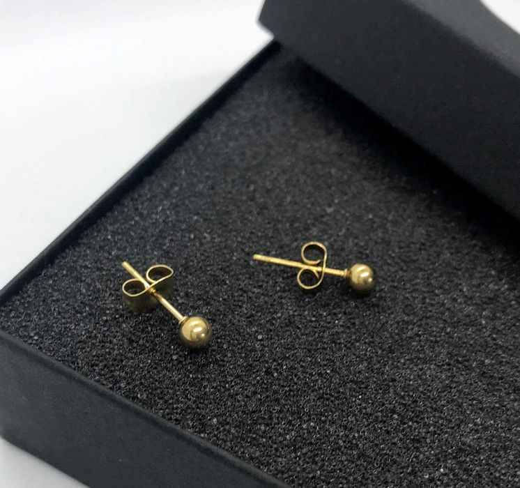 Kolczyki złote kulki 4mm wkrętki stal chirurgiczna