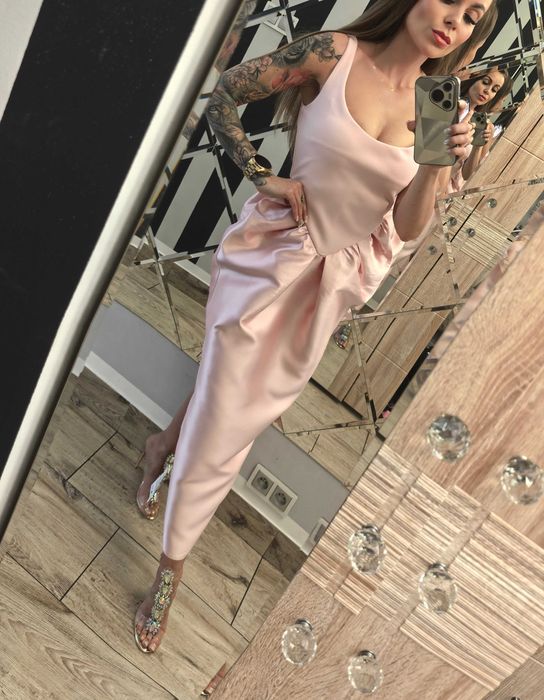 Asos piękna niespotykana cukierkowy róż ołówkowa 36 S impreza wesele sylwester