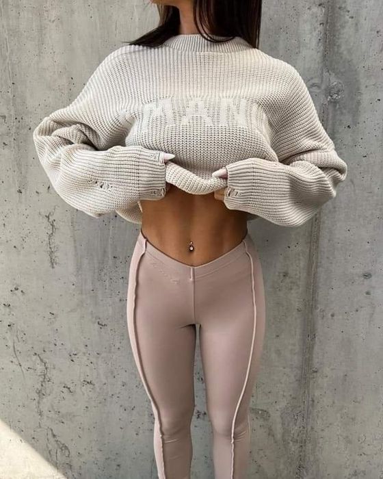 Legginsy LaManuel Baller XS S M beżowe
