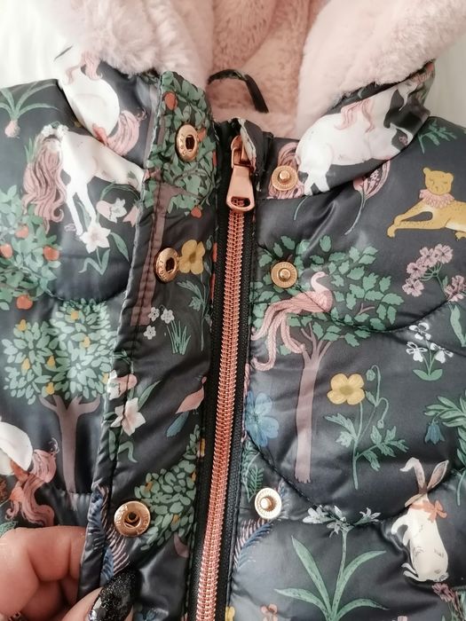 Zimowa kurtka Next 62-68 jednorożce