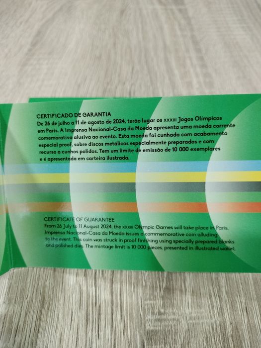 Moeda Comemorativa Colorida 2€ Proof Equipa Olímpica Portugal 2024