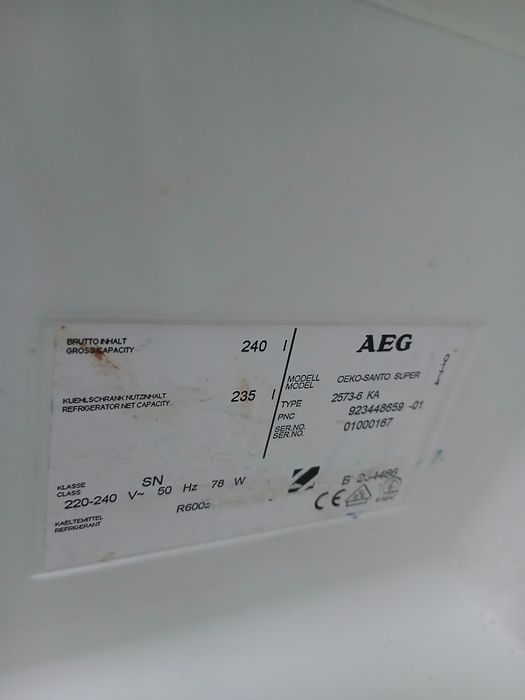 Lodówka chłodziarka flirmy AEG OKO-SANTO SUPER energooszczędna.