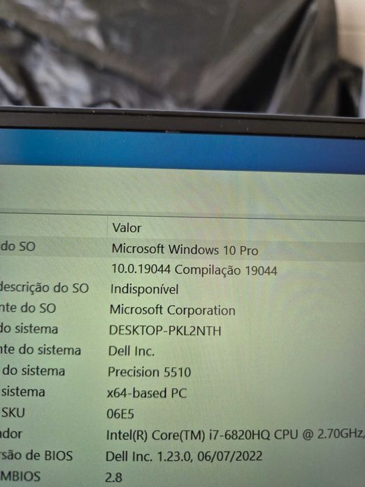 dell precision 5510 processador i7-6820HQ, sem anomalia