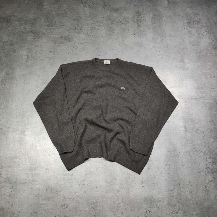 MĘSKI Sweter Elegancki PREMIUM Lacoste WEŁNA Naturalna Pleciony Logo