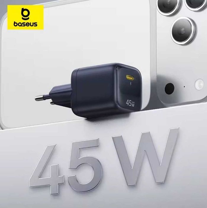 Зарядное устройство Baseus 45W GaN 6 для iPhone 17 16 Pro Max, Samsung