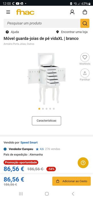 Mesa de cabeceira com porta joias