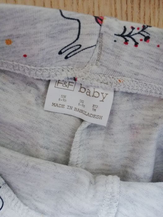 Legginsy F&F 74 6-9m szare jednorożce dziewczęce