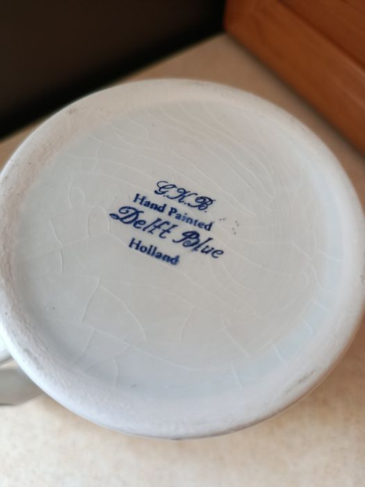 Śliczny stary kufel porcelana Delft