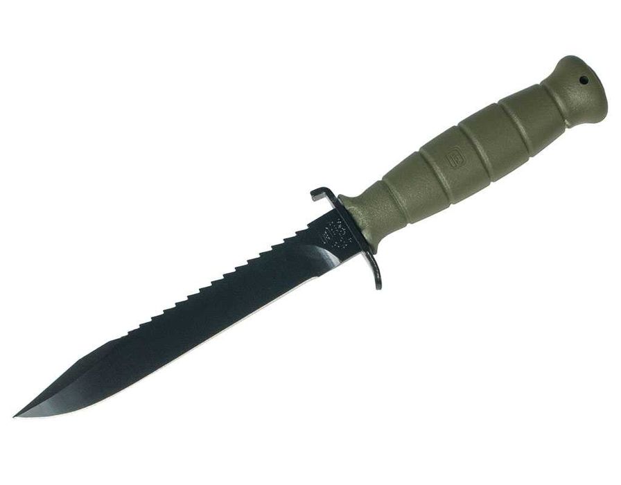 Nóż wojskowy Glock FM81 Battle Field Green z piłą + pochwa z polimeru