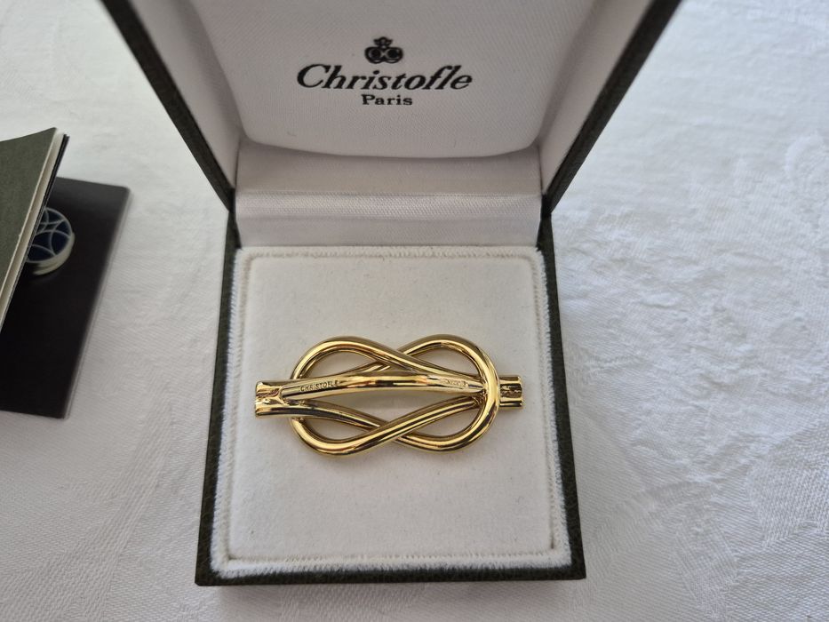 Christofle prendedor de lenços com banho de ouro