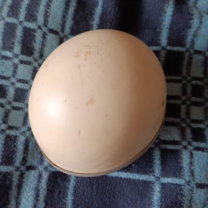 Duży Kask Orzeszek Nitron z szarą skórą z epoki PRL