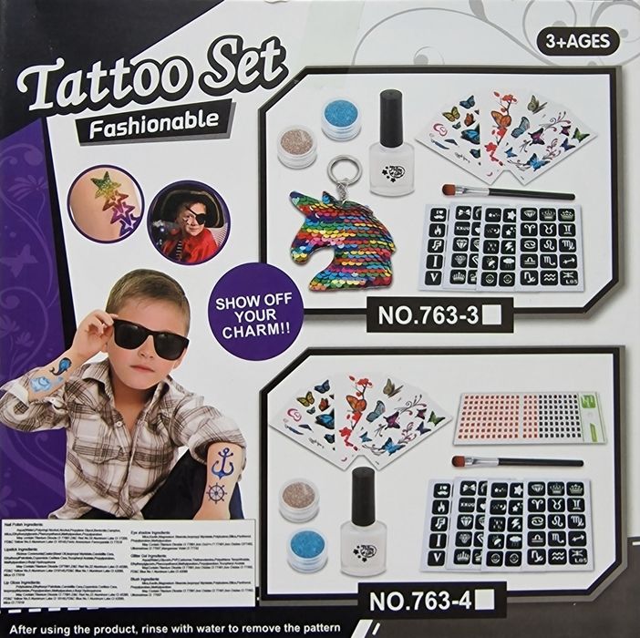 Modny zestaw tatuaży dla dzieci +Niespodzianka GRATIS