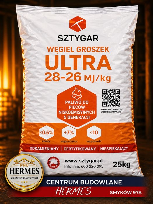 Groszek workowany SZTYGAR ULTRA 28MJ Certyfikat Hermes Węgiel